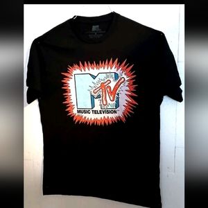 Retro 2019 MTV Logo Black T-Shirt Music Television Size Large NOS New